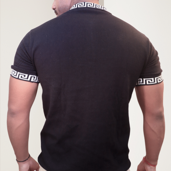 Classic Black Check Knit Men’s T-Shirt – Stylish, Breathable & Versatile