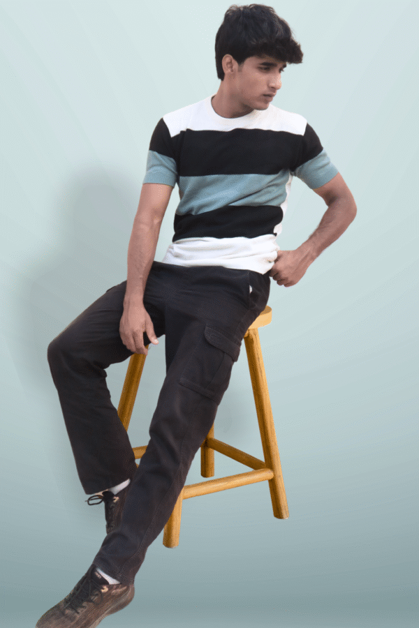 Amteez Men’s Tri-Colour Knit T-Shirt – Modern Fit, Premium Texture Amteez Men’s Tri-Colour Knit T-Shirt – Modern Fit, Premium Texture