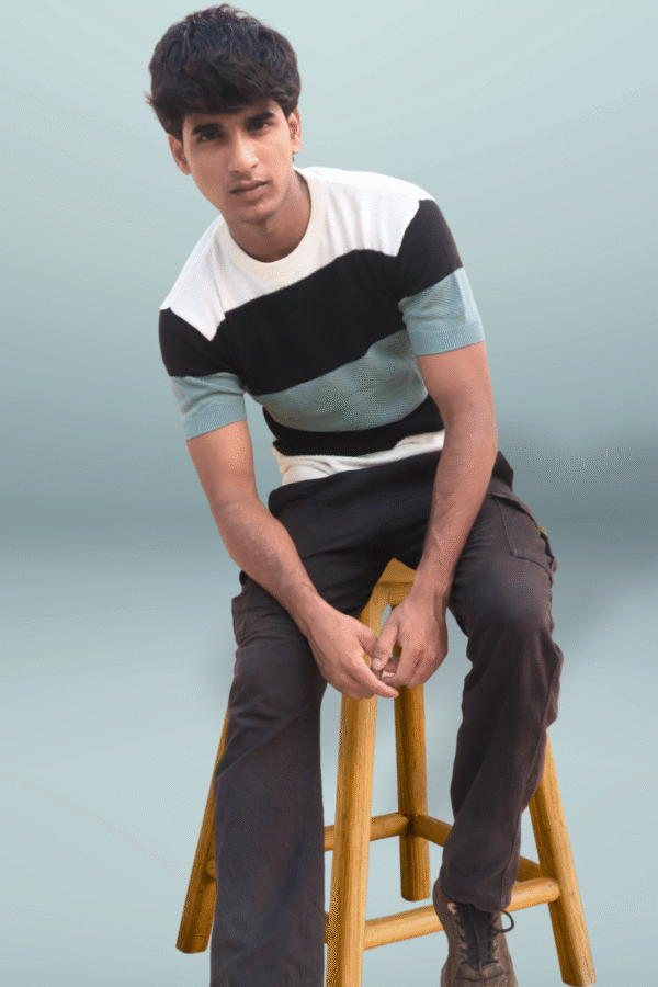 Amteez Premium Tri-Colour Knit T-Shirt – Textured Fabric, Modern Fit Amteez Premium Tri-Colour Knit T-Shirt – Textured Fabric, Modern Fit